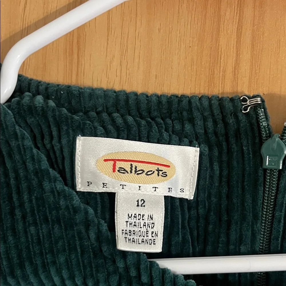 Talbots Vintage Forest Green Corduroy Sleeveless Midi Dress- Size 12​ - Picture 2 of 8